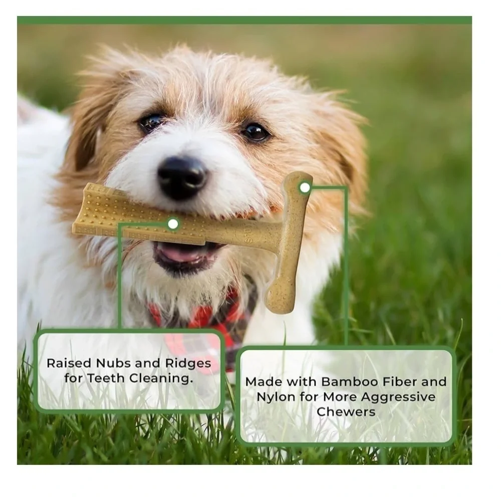SPOT Bam-Bones PLUS Dog Chew Toy - Bamboo & Nylon, 4”, Chicken Flavor- NWT